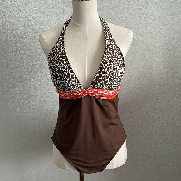 La Blanca Other - La Blanca Brown Animal Print Top One-Piece Bathing Suit Size 12